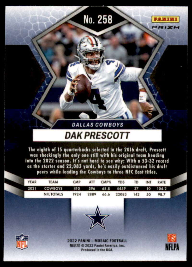 Dak Prescott NP Card 2022 Panini Mosaic Mosaic Green #258  Image 2