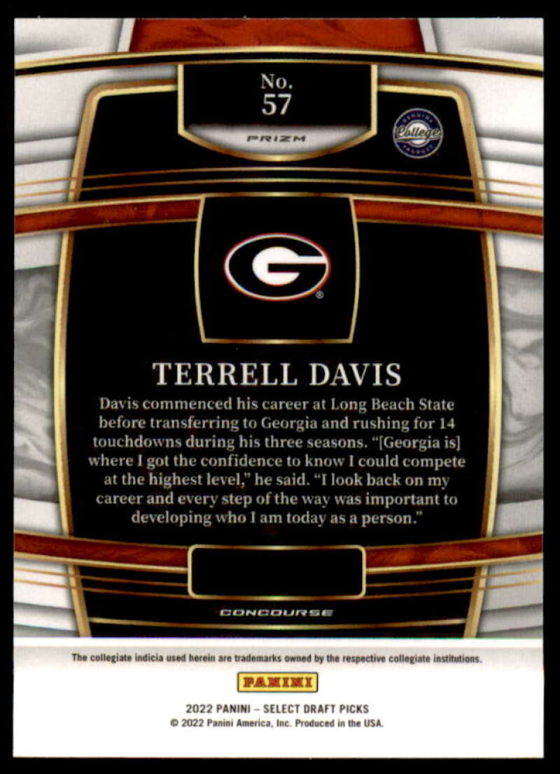 Terrell Davis Card 2022 Select Draft Picks Prizms Gold Lazer #57  Image 2