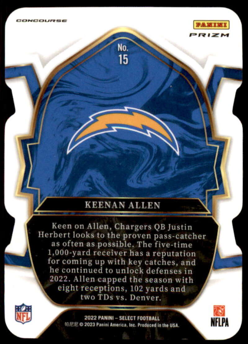 Keenan Allen Card 2022 Select Prizm Black and Green Die Cut #15  Image 2