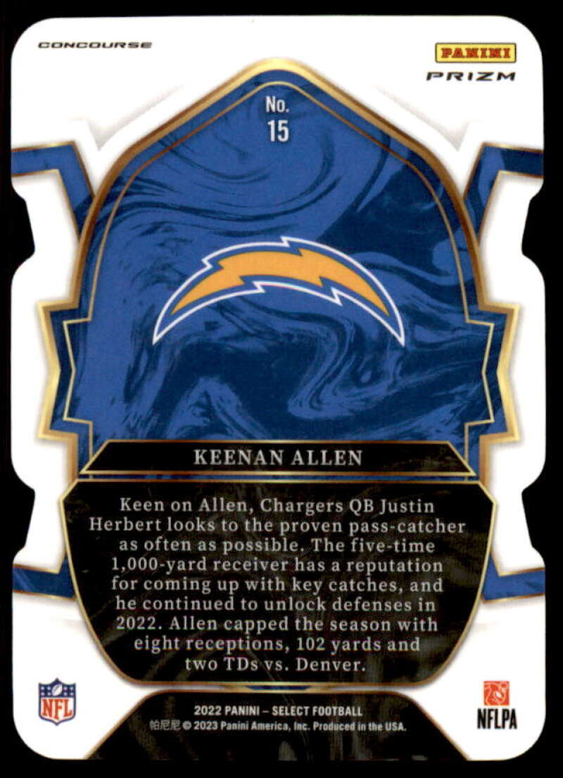 Keenan Allen Card 2022 Select Prizm Black and Green Die Cut #15  Image 2