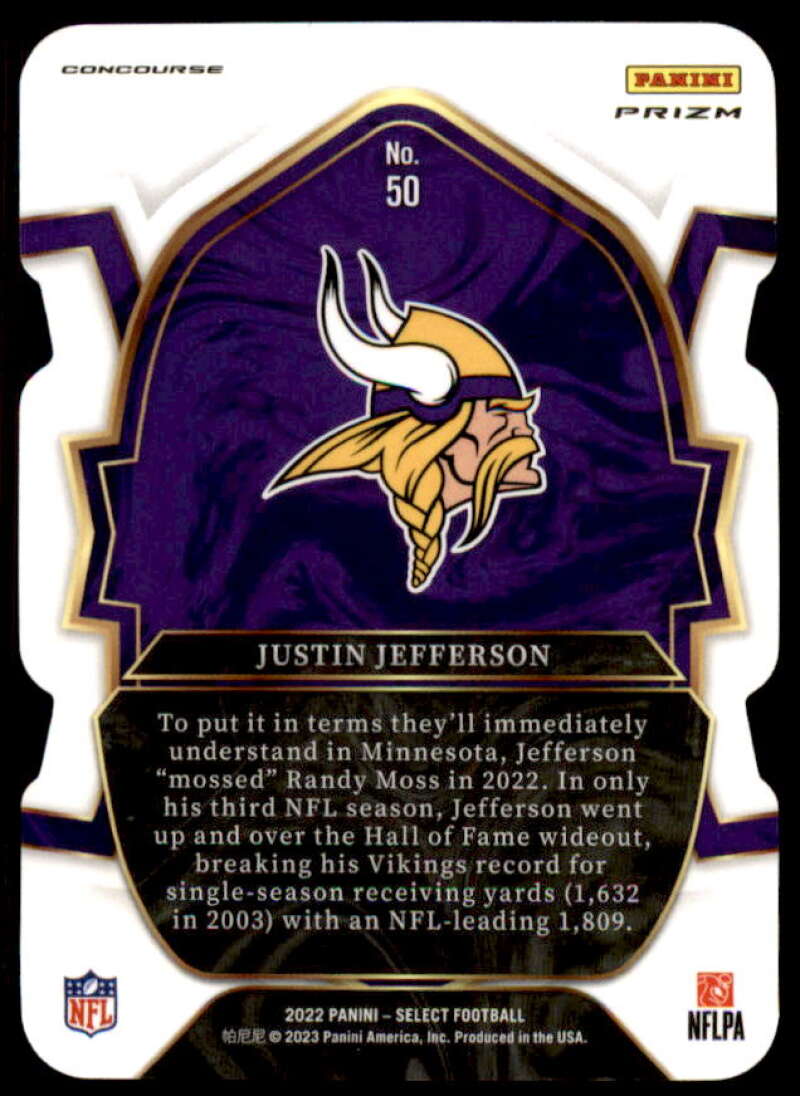 Justin Jefferson Card 2022 Select Prizm Silver Die Cut #50  Image 2