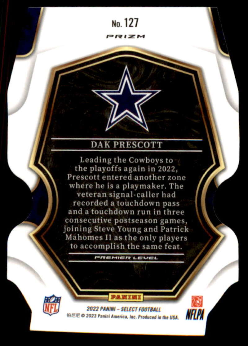 Dak Prescott Card 2022 Select Prizm Black and Green Die Cut #127  Image 2