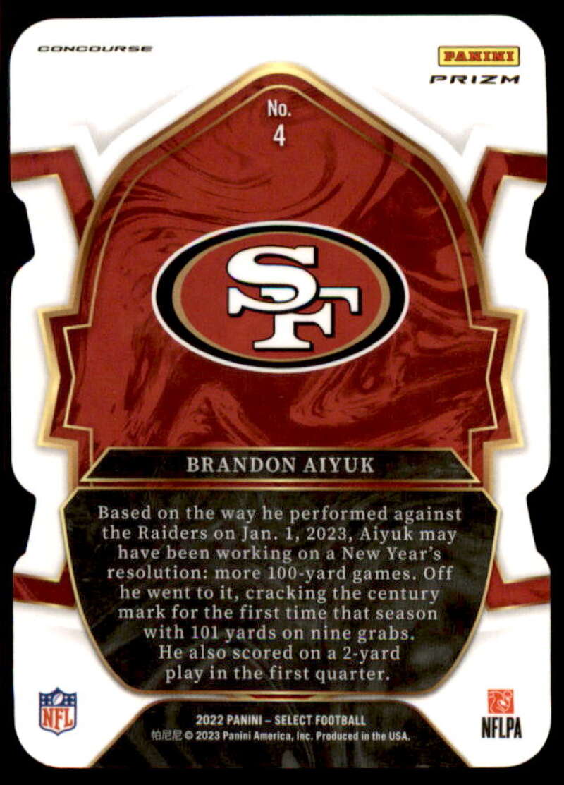 Brandon Aiyuk Card 2022 Select Prizm Black and Red Die Cut #4  Image 2