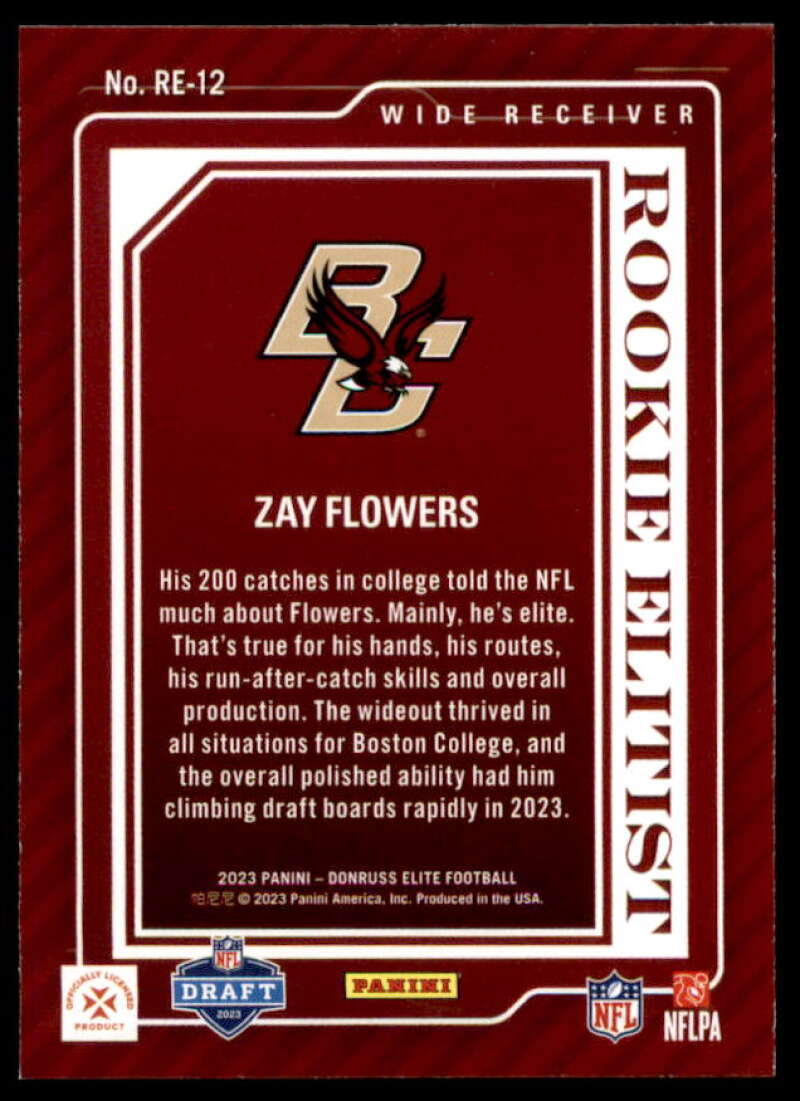 Zay Flowers Rookie Card 2023 Elite Rookie Elitist #12  Image 2