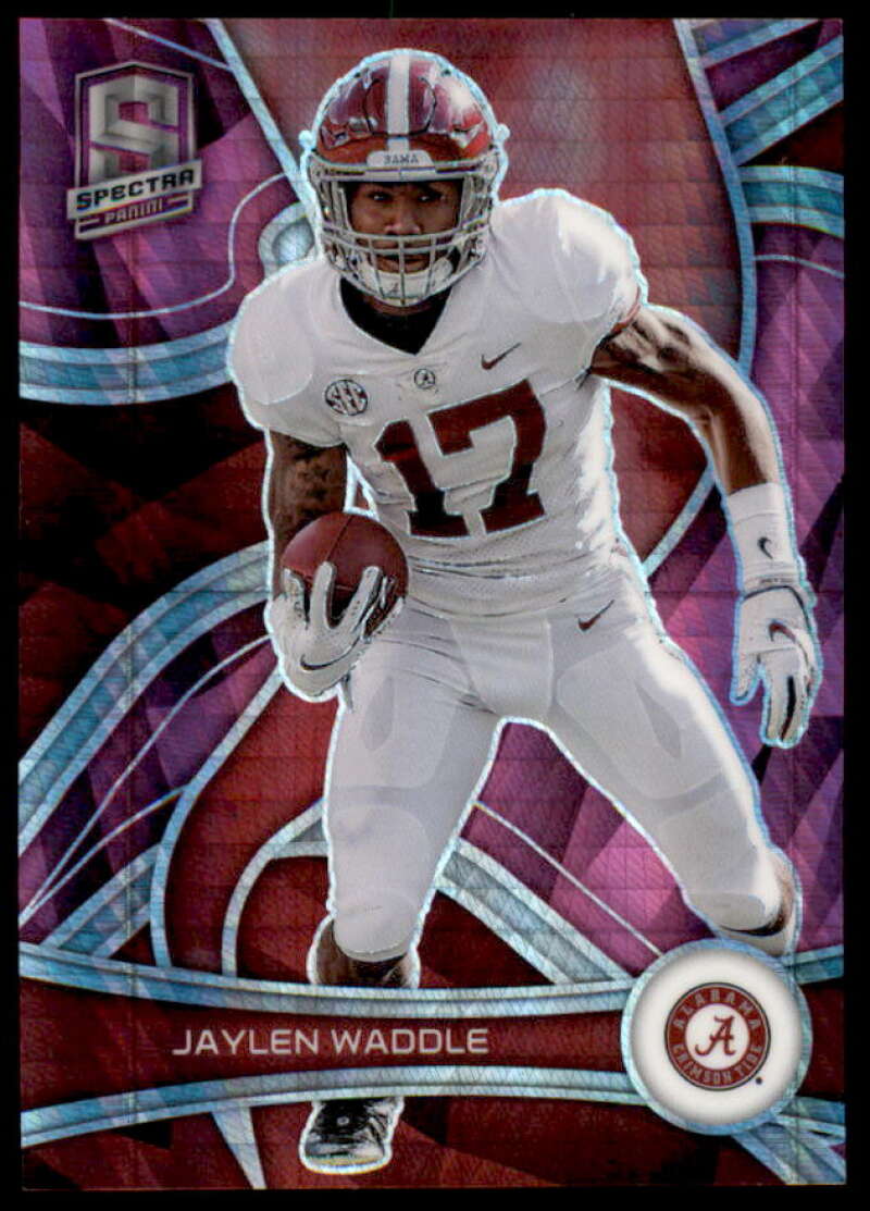 Jaylen Waddle Card 2023 Panini Chronicles Draft Picks Spectra Neon Pink #74  Image 1