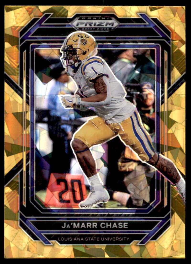 Ja'Marr Chase Card 2023 Panini Prizm Draft Picks Prizms Gold Ice #46  Image 1