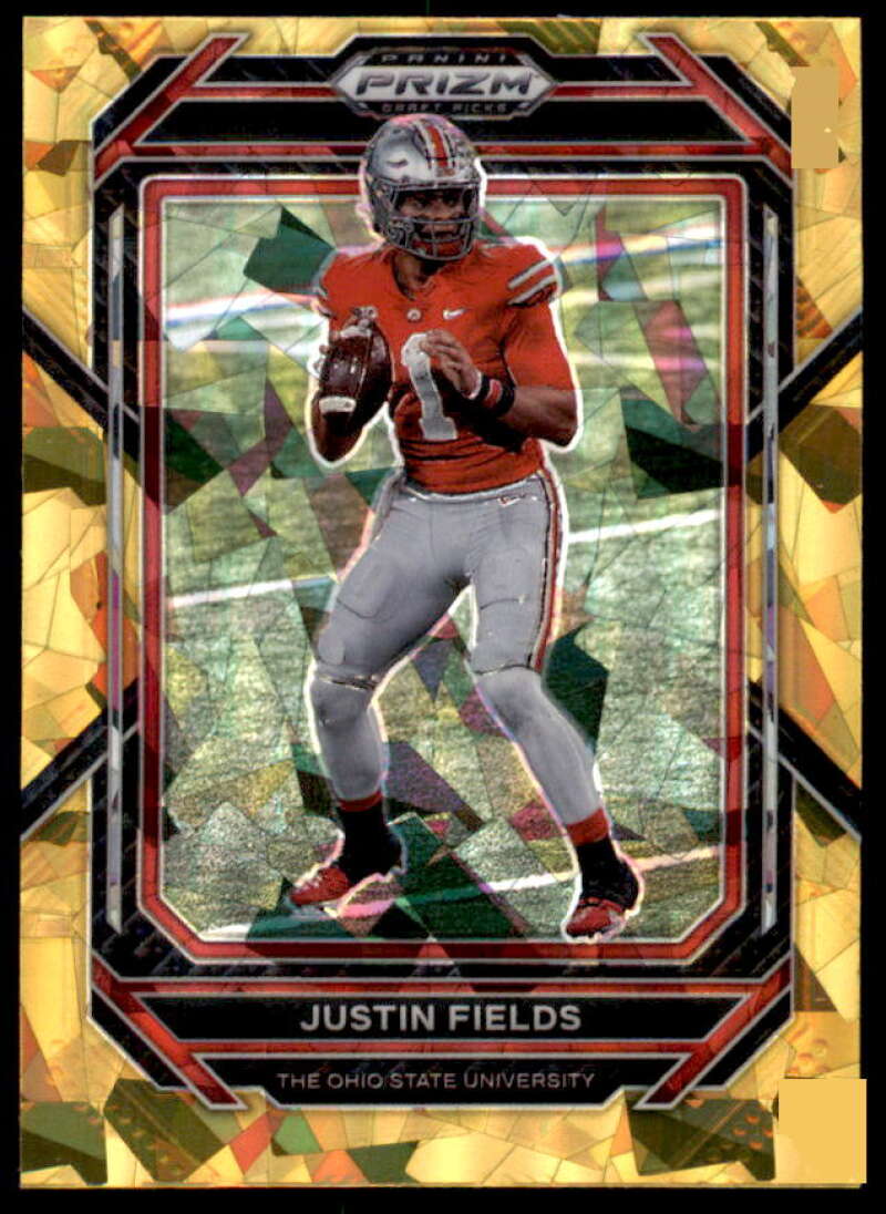 Justin Fields Card 2023 Panini Prizm Draft Picks Prizms Gold Ice #59  Image 1