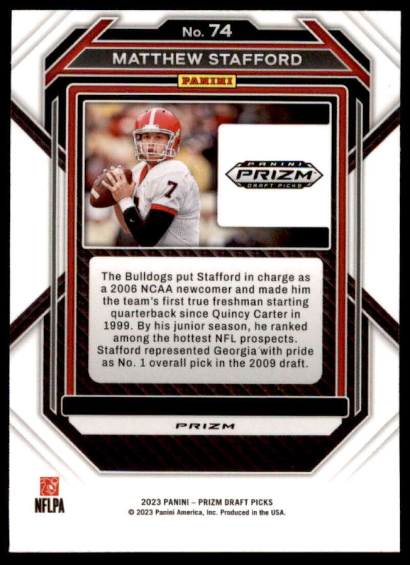 Matthew Stafford Card 2023 Panini Prizm Draft Picks Prizms Gold Ice #74  Image 2