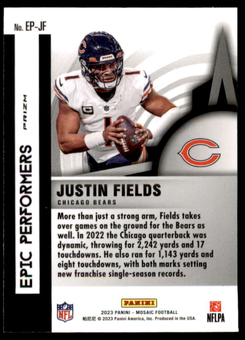 Justin Fields Card 2023 Panini Mosaic Epic Performers Mosaic #15  Image 2