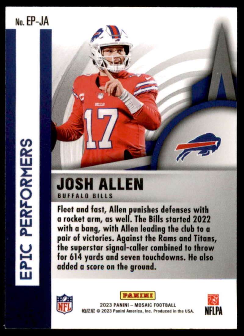 Josh Allen Card 2023 Panini Mosaic Epic Performers #3  Image 2