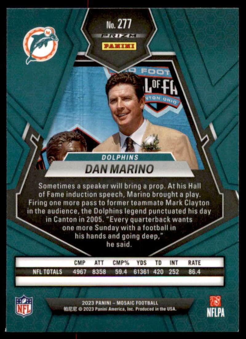 Dan Marino HOF Card 2023 Panini Mosaic Mosaic Reactive Yellow #277  Image 2