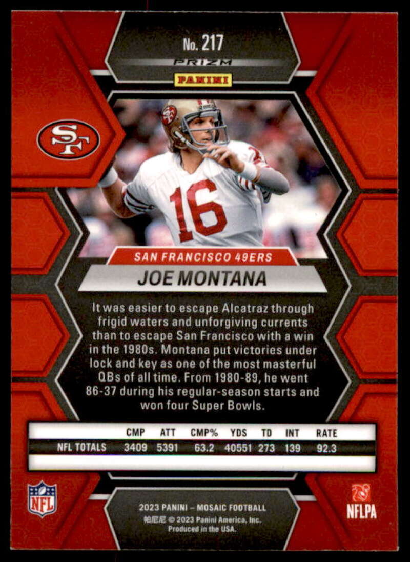 Joe Montana Card 2023 Panini Mosaic Mosaic Green #217  Image 2