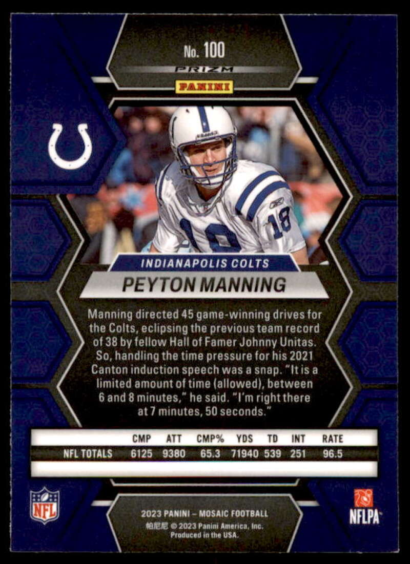 Peyton Manning Card 2023 Panini Mosaic Mosaic Green #100  Image 2