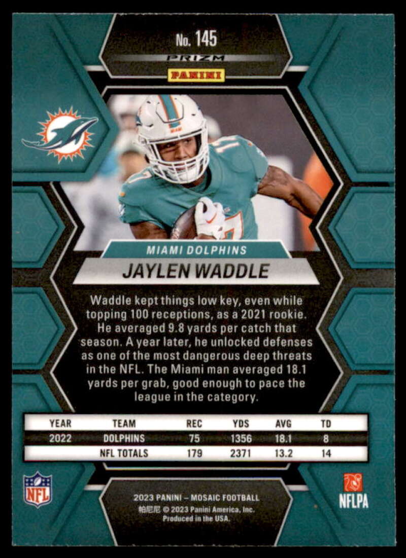 Jaylen Waddle Card 2023 Panini Mosaic Mosaic Green #145  Image 2