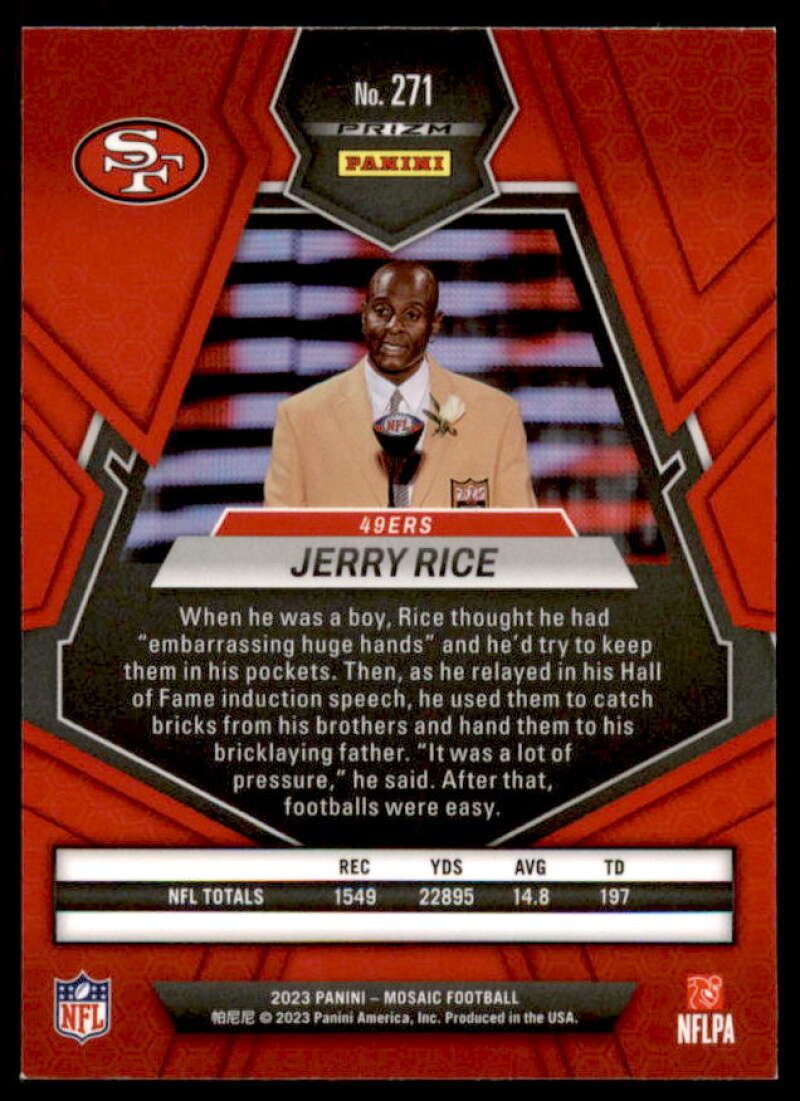 Jerry Rice HOF Card 2023 Panini Mosaic Mosaic Green #271  Image 2