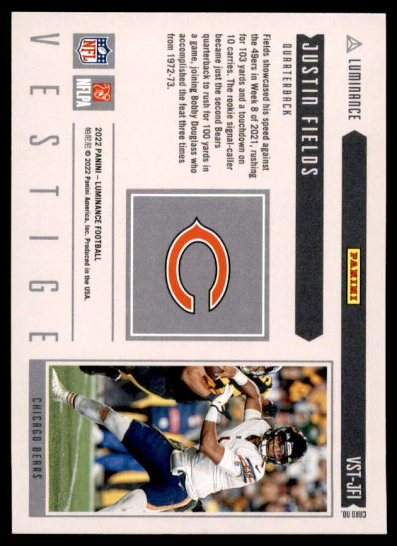 Justin Fields Card 2022 Panini Luminance Vestige #10  Image 2