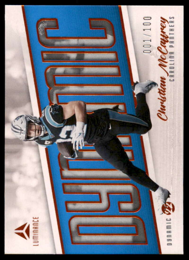 Christian McCaffrey Card 2022 Panini Luminance Dynamic Orange #10  Image 1