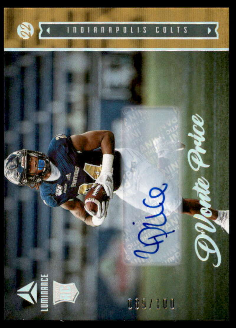 D'Vonte Price Rookie Card 2022 Panini Luminance Autographs Gold #187  Image 1