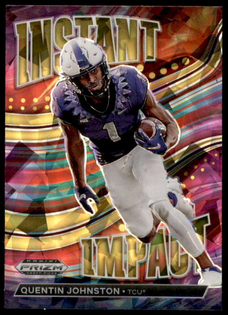 Quentin Johnston Card 2023 Panini Prizm Draft Picks Instant Impact Gold Ice #11  Image 1