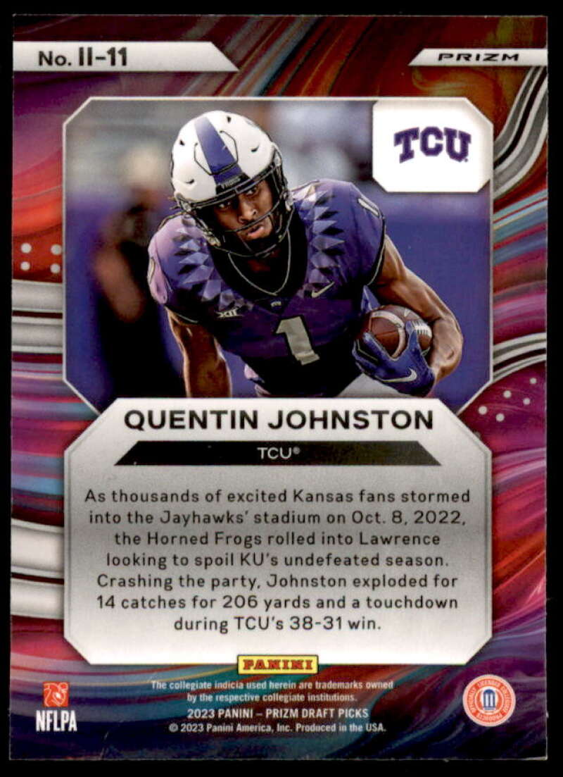 Quentin Johnston Card 2023 Panini Prizm Draft Picks Instant Impact Gold Ice #11  Image 2