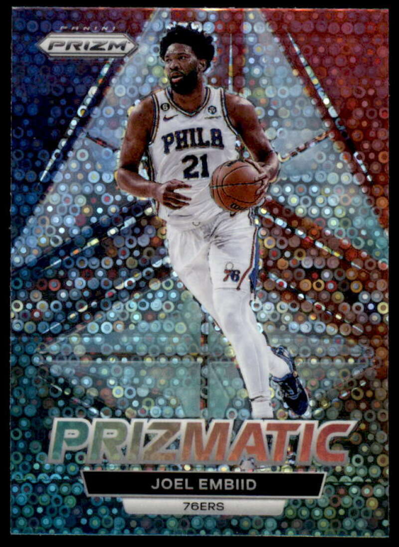 Joel Embiid Card 2022-23 Panini Prizm Prizmatic Prizms Fast Break #19  Image 1