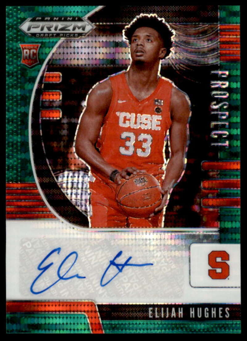 Elijah Hughes RC 2020-21 Panini Prizm Draft Picks Prospect AU Green Pulsar #45  Image 1