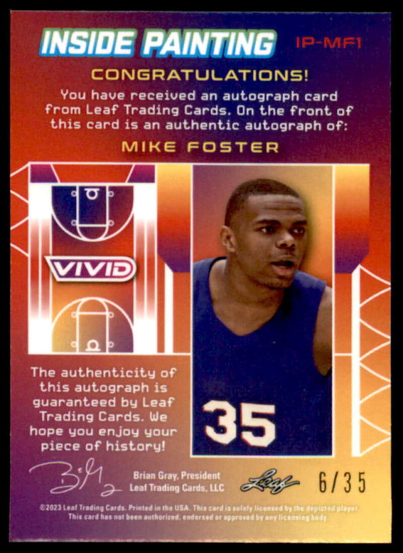 Mike Foster AU Rookie Card 2022-23 Leaf Vivid Inside Painting #IP-MF1  Image 2