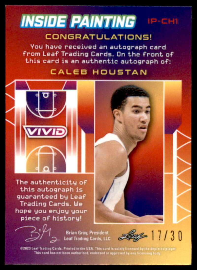 Caleb Houstan AU Rookie Card 2022-23 Leaf Vivid Inside Painting #IP-CH1  Image 2