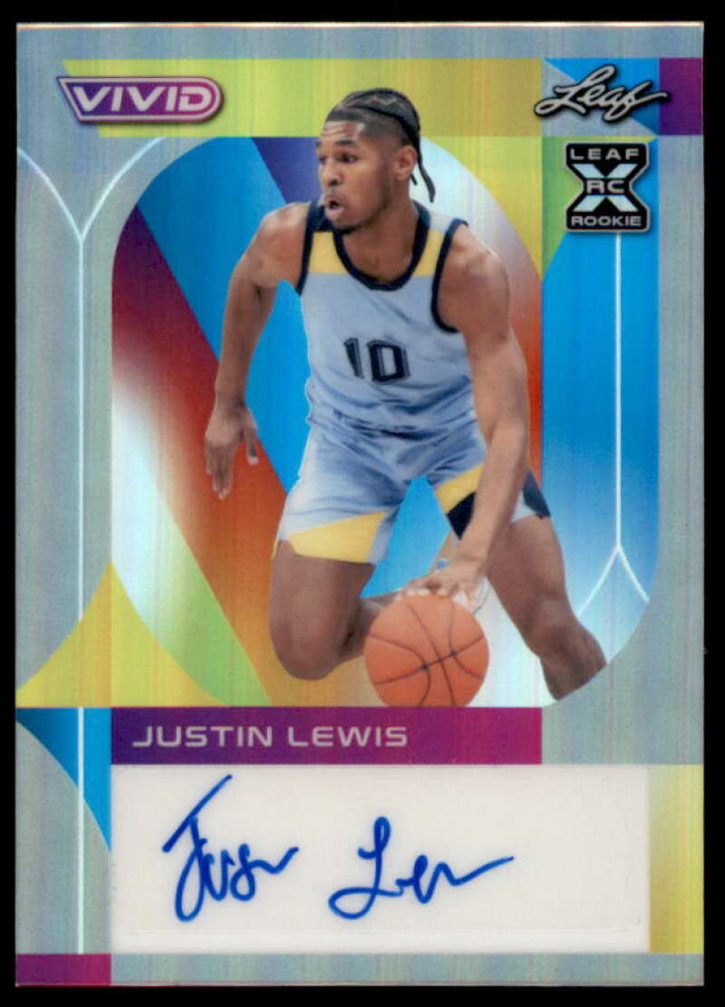 Justin Lewis AU Rookie Card 2022-23 Leaf Vivid RC #BA-JL2  Image 1