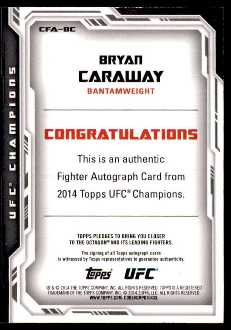 Bryan Caraway Card 2014 Topps UFC Champions Fighter Autographs #CFABC  Image 2