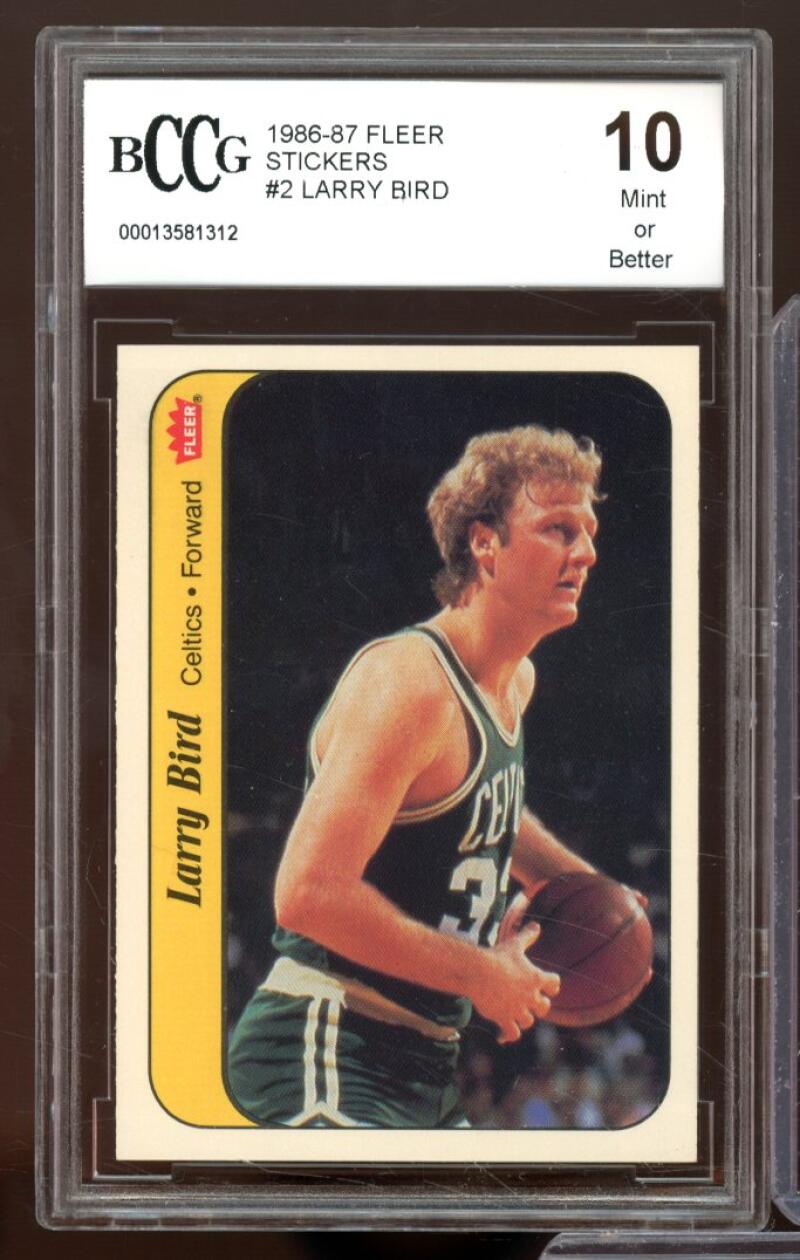 1986-87 Fleer Stickers #2 Larry Bird Card BGS BCCG 10 Mint+ Image 1