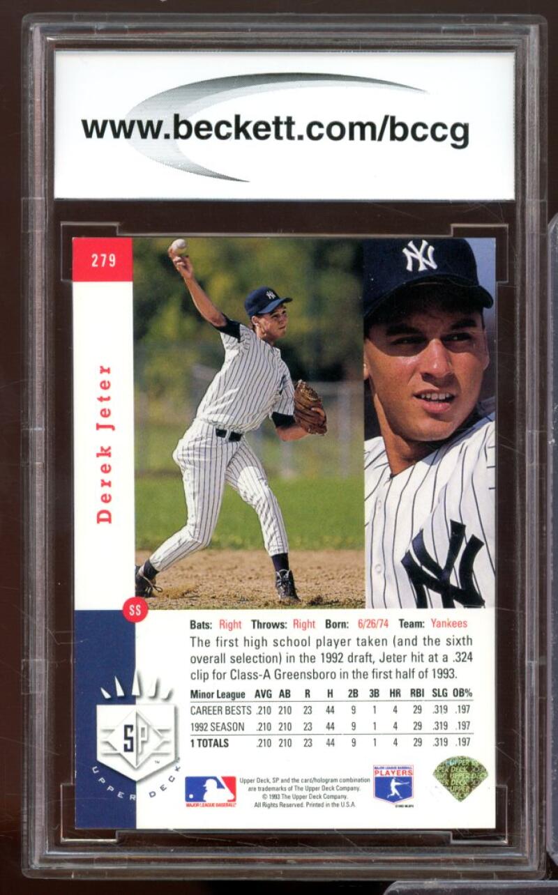 1993 SP #279 Derek Jeter Rookie Card BGS BCCG 9 Near Mint+ Image 6