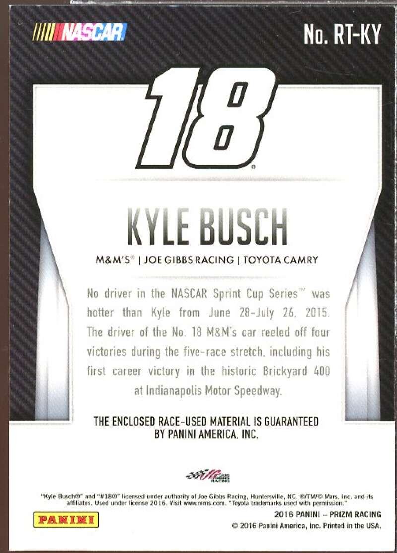 Kyle Busch Card 2016 Panini Prizm Race Used Tire Team #3  Image 2