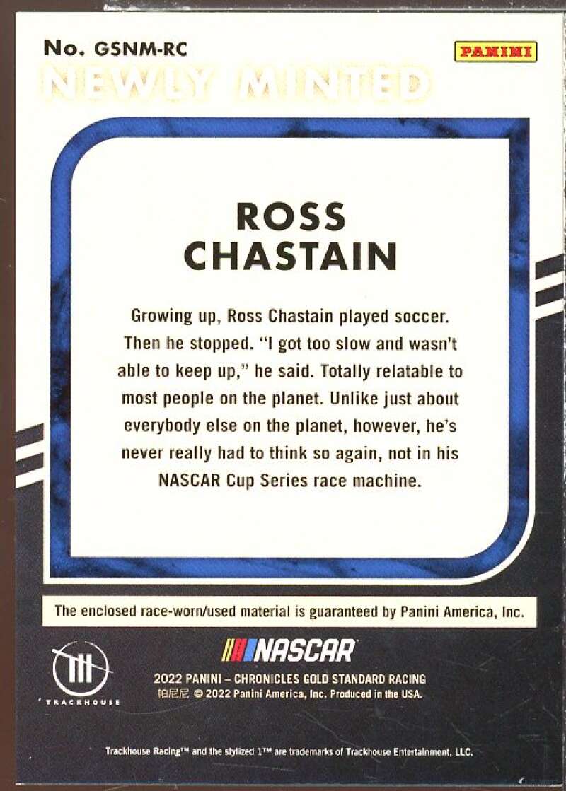 Ross Chastain 2022 Panini Chronicles Gold Standard Newly Minted Memorabilia #3  Image 2