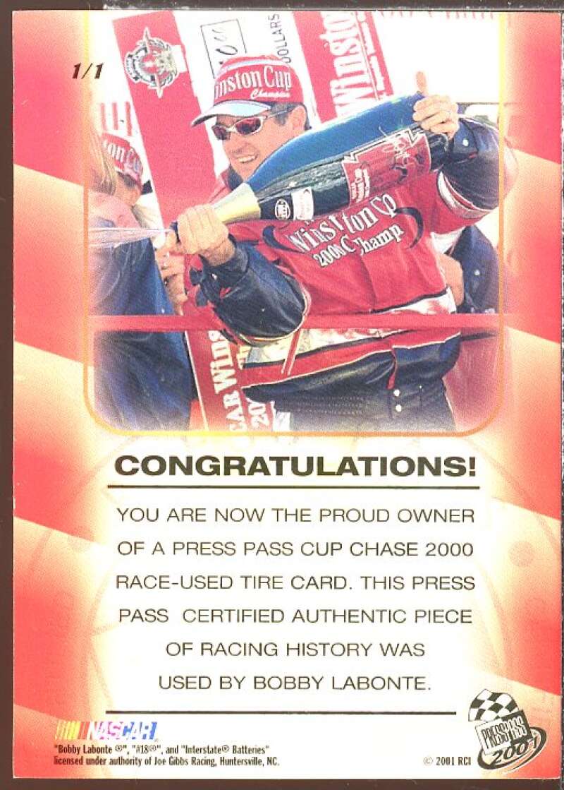 Bobby Labonte Tire Card 2000 Press Pass Cup Chase Prizes #CCC1  Image 2