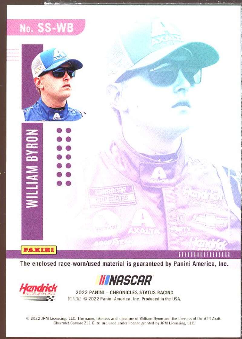 William Byron Card 2022 Panini Chronicles Status Swatches #6  Image 2