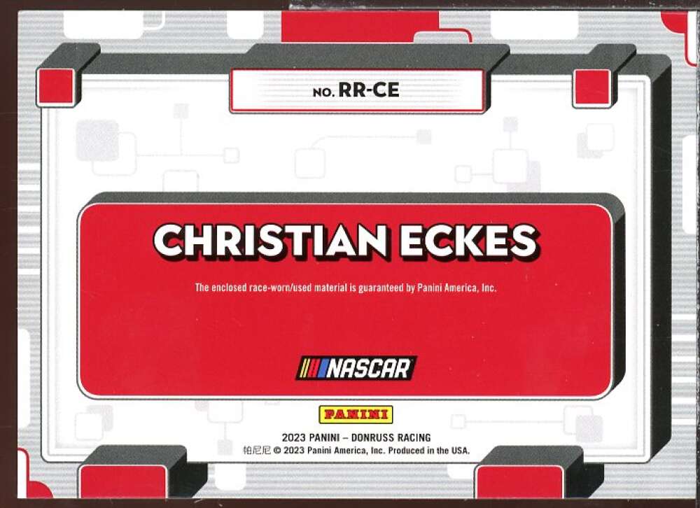 Christian Eckes Card 2023 Donruss Race Day Relics Red #45  Image 2