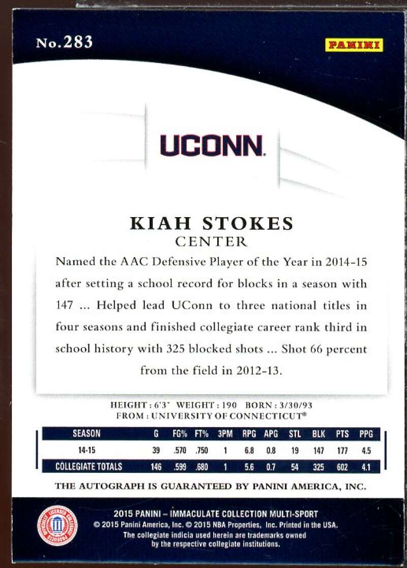 Kiah Stokes AU Rookie 2015 Immaculate Collection Collegiate Multisport #283  Image 2