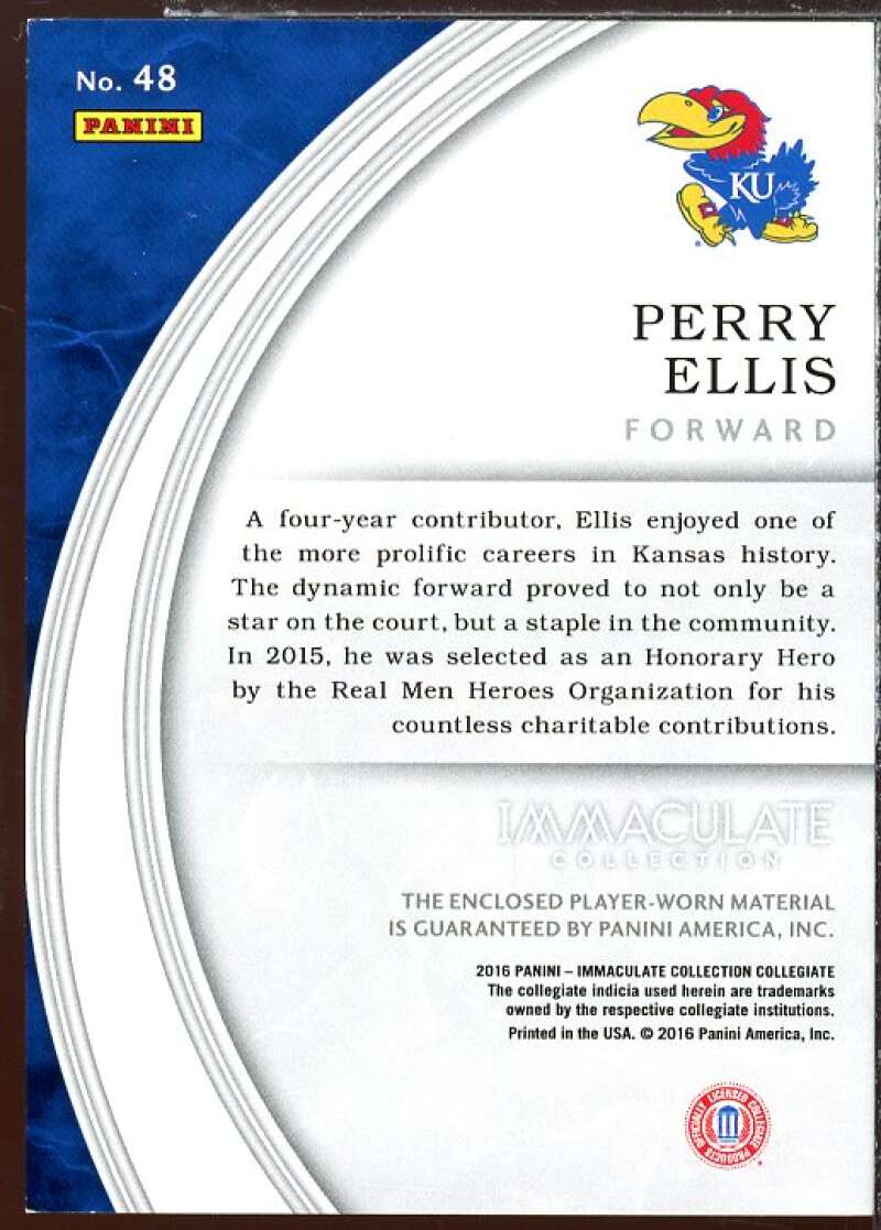 Perry Ellis 2016-17 Immaculate Collection Collegiate Immaculate Dual JSY #48  Image 2