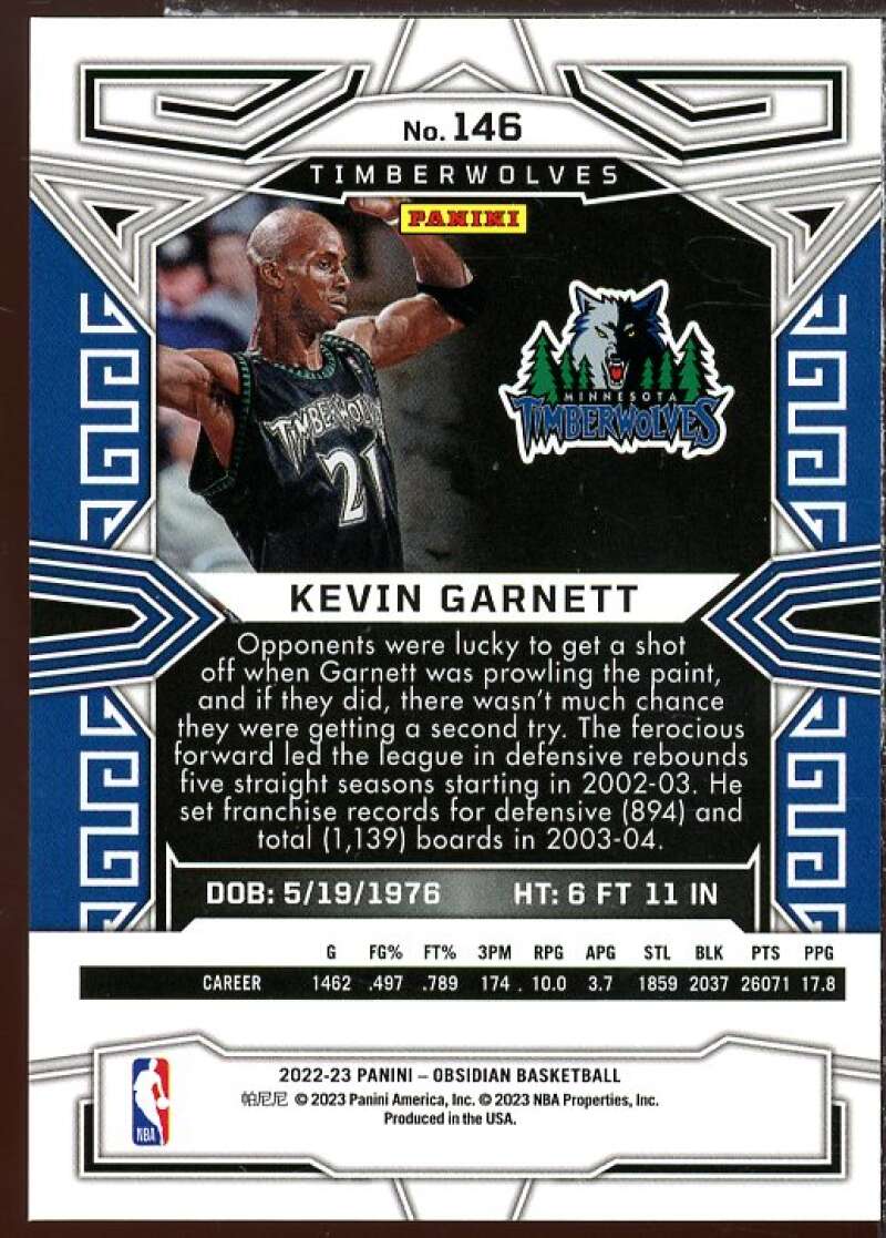 Kevin Garnett Card 2022-23 Panini Obsidian Electric Etch Asia #146  Image 2