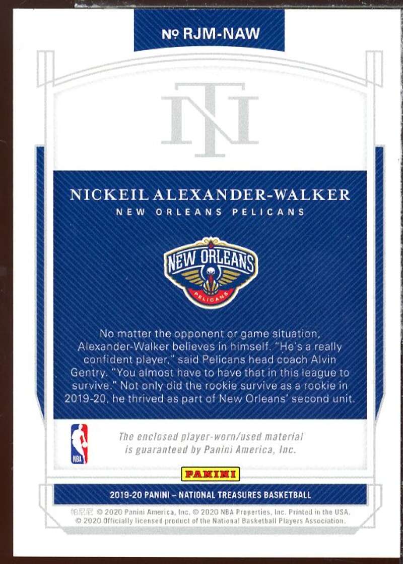 Nickeil Alexander-Walker 2019-20 National Treasures Rookie Jumbo Materials #18  Image 2