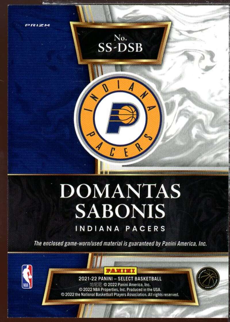 Domantas Sabonis Card 2021-22 Select Selective Swatches #29  Image 2