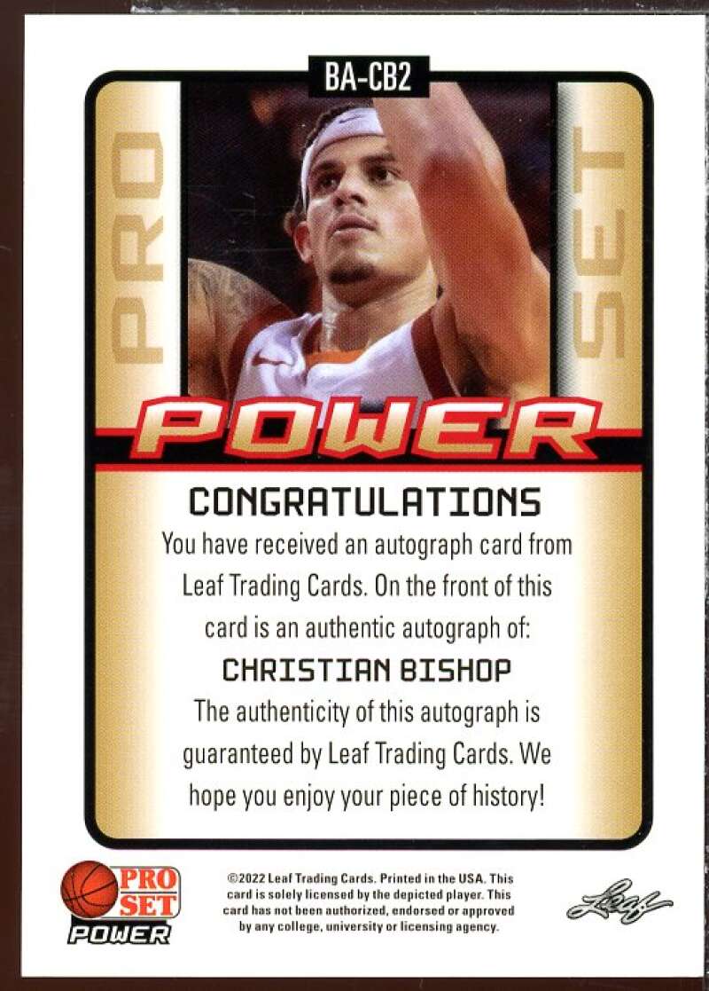 Christian Bishop AU Rookie Card 2021-22 Leaf Pro Set Power Purple #BACB2  Image 2