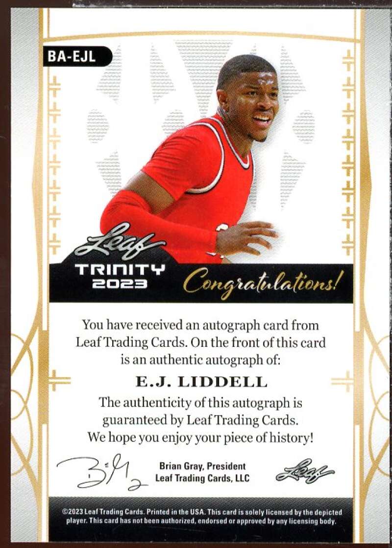 E. J. Liddell AU Rookie Card 2023 Leaf Trinity #BA-EJL  Image 2