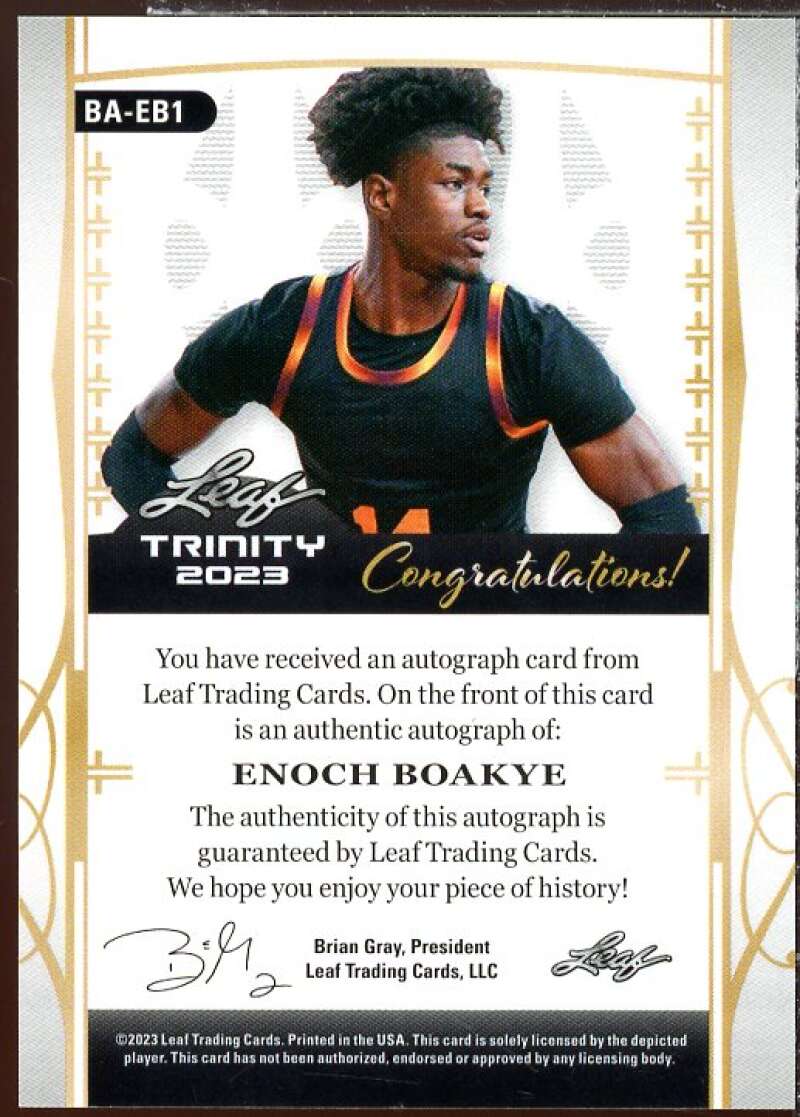 Enoch Boakye AU Rookie Card 2023 Leaf Trinity #BA-EB1  Image 2