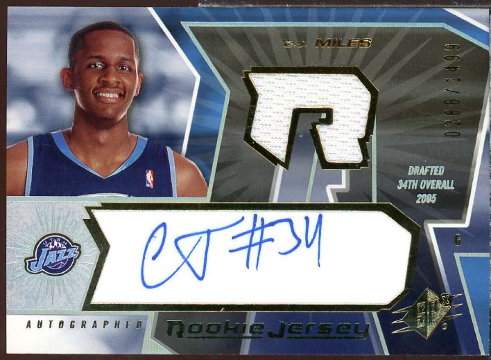 C.J. Miles JSY AU Rookie Card 2005-06 SPx #131  Image 1