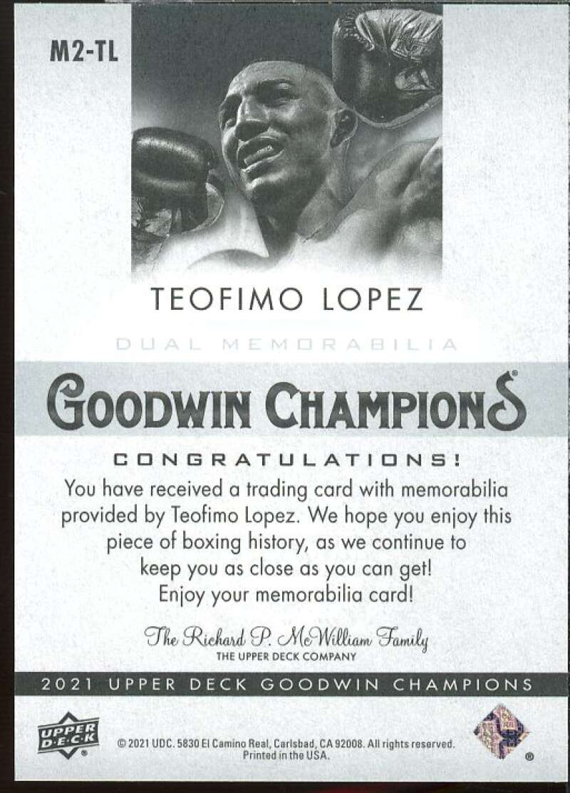 Teofimo Lopez 2021 Upper Deck Goodwin Champions Dual Swatch Memorabilia #M2TL  Image 2