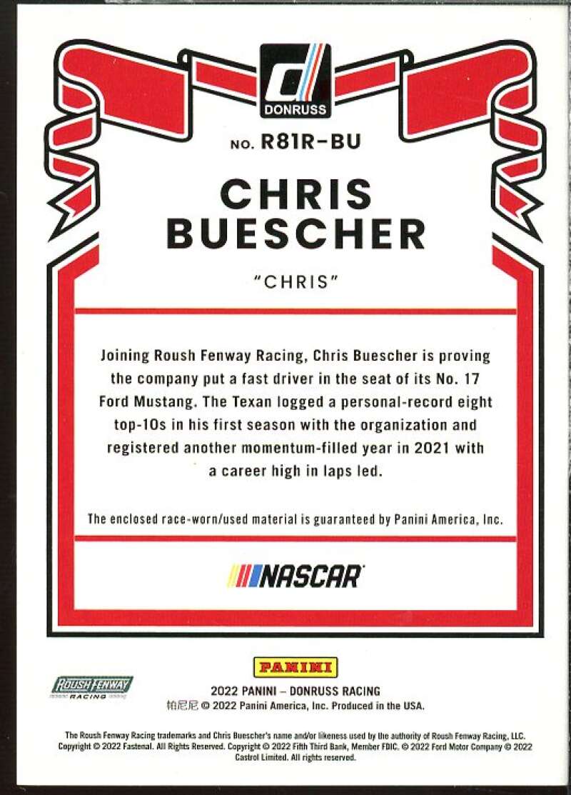 Chris Buescher Card 2022 Donruss Retro '81 Relics #12  Image 2