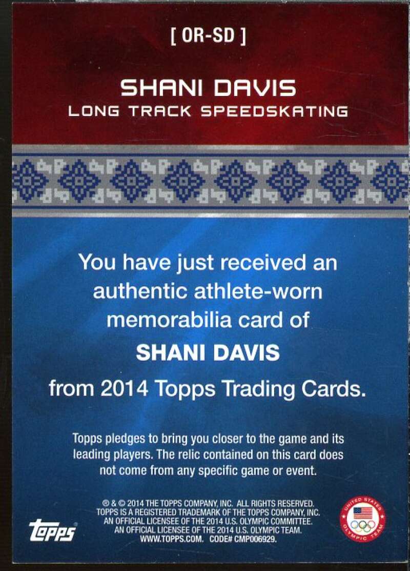 Shani Davis Card 2014 Topps U.S. Olympic Team Relics #ORSD  Image 2