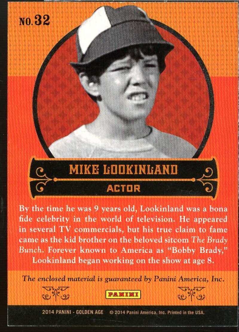 Mike Lookinland Bobby Brady 2014 Panini Golden Age Museum Age Memorabilia #32  Image 2